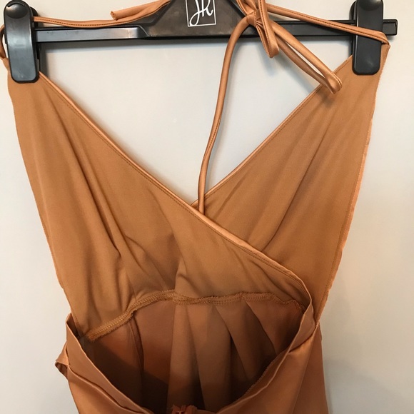 Gold Satin Mini Dress - Picture 4 of 5